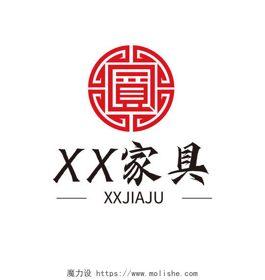 中国风高端红色红木家具logo